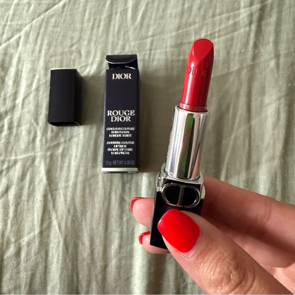 Dior Rouge Dior Lipstick in 999 Satin Bright Red Mini Size 1.5g / 0.05oz